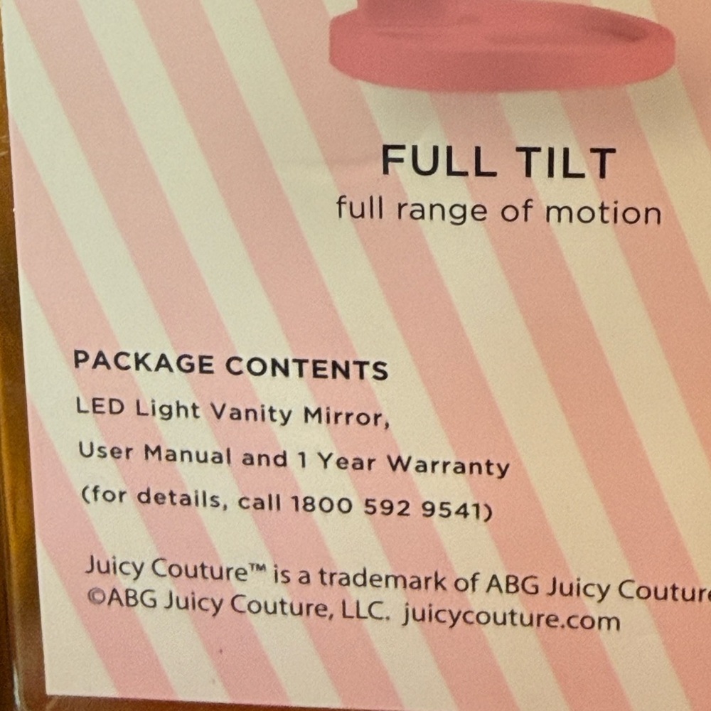 Juicy Couture NWT Pink LED Light Up Full Tilt Vanity Mirror (JC33) - Picture 7 of 7